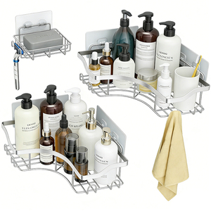 Mensola angolare autoadesiva personalizzata per <span class=keywords><strong>shampoo</strong></span>, portaoggetti da bagno, organizer per doccia, confezione da 2 - Product Image 1