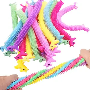 Stretchy String Fidget Toys Long Noodle Stretch Rubber Worm Caterpillar Toy Stress Relief Fidget Sensory Toys