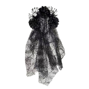 Corona de Flores del Día de Muertos con Velo Negro y Diadema de Calaveras para Disfraces de Halloween - Product Image 4