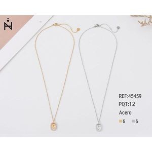 Collana con Ciondolo a Forma di Lettera C con Diamante 10x15cm, Catena in Acciaio Oro e Argento - Product Image 1