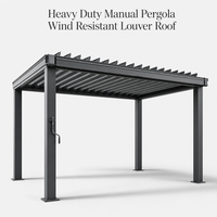Pergola manuelle robuste résistante au vent, toit à lamelles en aluminium isolant thermiquement, dimensions de 3x3 à 6x3m
