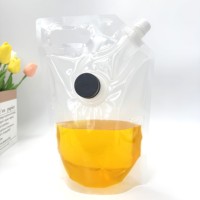 Pochettes transparentes en PE 1L-5L avec bec verseur et bouchon à vis, impression par gravure, emballage recyclable pour le stockage de liquides (jus, eau minérale)