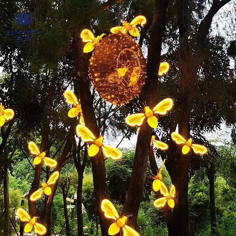 LED Dynamic Bee Light Outdoor Waterproof Night Tour Landscape Lighting Electric Simulation Bee Shaped Light