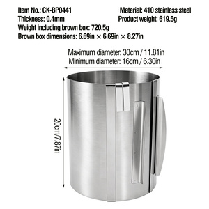 Moderno Anello per Torte in <span class=keywords><strong>Acciaio</strong></span> Inox Regolabile Extra Alto 7,87 Pollici per Pasticceria e Dessert - Product Image 5