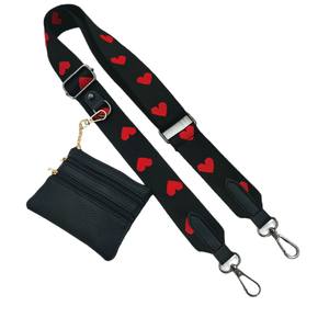新しいハートパターンブラックワイド携帯电话ストラップ付き小さなポーチ - Product Image 3