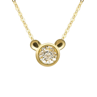 Collier à pendentif ours en or véritable, chaîne en or jaune, perle naturelle de danse, vente en gros, bijoux 100%, 18k