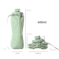 Bouteille d'eau souple personnalisable avec logo, 600 ml, en silicone, pliable, pour la course à pied, la randonnée, le camping