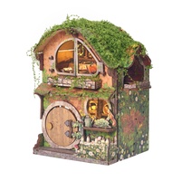 Hamaileon Green VineCottage Kit de Casa en Miniatura de Madera, Rompecabezas 3D DIY, Cabaña de Bosque de Cuentos de Hadas con Luz LED, Decoración para Estantería, Regalo