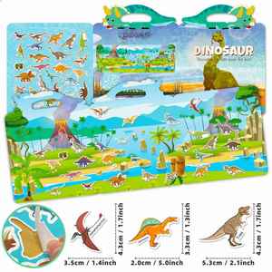 Libro Sensorial para Niños, Libro de Pegatinas de Dinosaurios para Entrenamiento de la Concentración, Actividades Creativas, Pegatinas Reutilizables para Niños de 3 Años en Adelante - Product Image 3