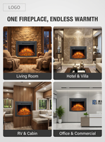 Insert de cheminée électrique encastré incurvé |   Chauffage d'appoint vintage à effet flamme LED 1500W pour intérieur en briques, prêt pour l'extérieur, idéal pour le salon