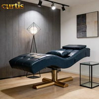 Table de massage pliable de luxe moderne, hauteur réglable, dossier réglable, cadre en acier inoxydable, cuir écologique, usage commercial