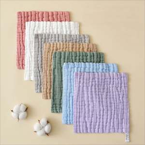 Lingettes en mousseline 6 couches hypoallergéniques pour bébé, essentielles pour les nouveau-nés, pour apaiser la salive, petites serviettes carrées, bavoirs - Product Image 1