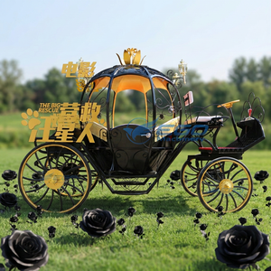 Nouvelle carrosse électrique noire au design original, quatre roues, style Cendrillon, avec sièges confortables, idéale pour les mariages - Product Image 1