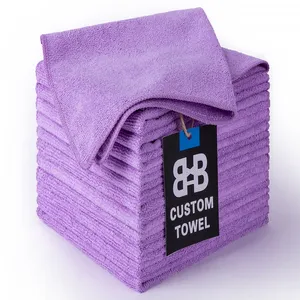 40x40 Wholesale Colorful Custom Logo design remover kitchen towels car wash cloth rag Microfiber Cleaning Cloth