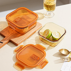 ガラスメーカー気密食品保管容器セットモダン長方形正方形円形ガラス弁当箱キッチンキャンプ用 - Product Image 6