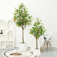 High-End Luxe Indoor Sinaasappelboom Kunstgroen Plastic Ingemaakte Fruit Nep Kumquat Voor Halloween Kerst Woonkamer
