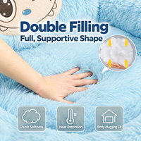 Lit pour animaux de compagnie en peluche de dessin animé pour chats et petits chiens, canapé-lit moelleux avec fond antidérapant