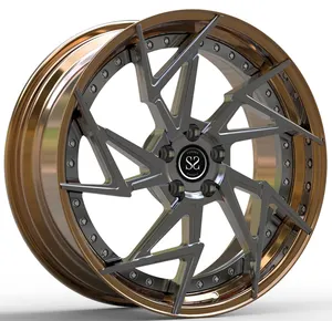 アルファロメオホイール用の2ピース鍛造リムスタッガード20x8.520x10バレルブロンズセンターガンメタル