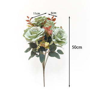 Floristería Suministro de flores decorativas Boda Decoración del hogar Flor artificial Ramo de rosas de seda - Product Image 5