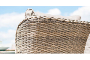 Metal <b>Wood</b> Outdoor Rattan Garden Furniture Dining Table <b>Bistro</b> <b>Set</b> - 6 Chairs, Modern Hamptons for Picnic D Recreation / Outdoor - Product Image 5