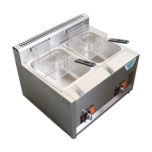 Friteuse à gaz commerciale à Double cylindre en acier inoxydable, 8l x 2, accessoire industriel pour la friture, jambes <span class=keywords><strong>de</strong></span> <span class=keywords><strong>poulet</strong></span> <span class=keywords><strong>frit</strong></span> avec panier - Product Image 5