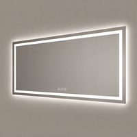 Miroir mural intelligent LED moderne sans cadre OEM, commande tactile, anti-buée, 3 couleurs réglables, pour salle de bain, salle de sport, hôtel, projet résidentiel