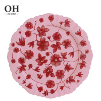 Assiette Plate de Luxe Rose en Porcelaine Fine Écologique pour la Maison et les Mariages, Motif Personnalisable, Assiette de Présentation
