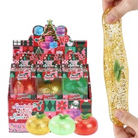 Nouveau jouet anti-stress souple en caoutchouc, à ressortir, en forme de pomme, avec poudre dorée et maltose, pour Noël et Halloween, pour enfants de 3 ans et plus