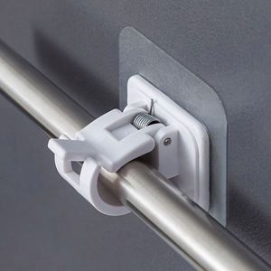 Telescopic Stick <b>Hook</b> for Door <b>Curtains</b> No-Punch Paste Bracket and Cross Bar Retainer for Clothing Rods Made of Plastic - Product Image 3