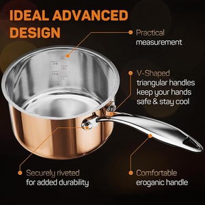 Ensemble de casseroles en acier inoxydable de haute qualité à 3 couches avec couvercles en verre, adaptées aux cuisinières à gaz et à induction, en acier inoxydable triple couche - Product Image 3