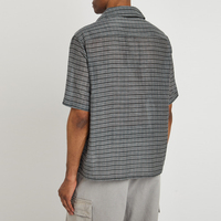 Chemise noire prêtre à manches courtes pour homme col montant décontracté Denim pour l'été pour l'église catholique Chemise pour homme