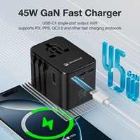 Adaptateur de voyage Wontravel Multi Nation Chargeur Usb Worldwide 45W Adaptateur de voyage à charge super rapide avec données USB-c à C