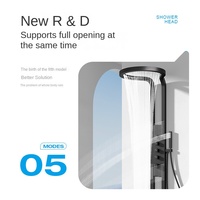 Système de douche thermostatique de luxe en laiton avec barre coulissante pour salle de bain moderne, fonction pluie et jet apparents