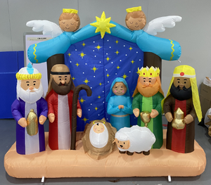 Crèche de Noël gonflable de 7 pieds avec lumières LED, ensemble de crèche comprenant la Sainte <span class=keywords><strong>Famille</strong></span>, les Trois Rois Mages, un ange et un berger - Product Image 1