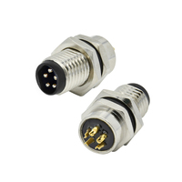Conector de pared hembra y macho para montaje en panel, Conector de metal m8 de 3, 4, 5, 6 y 8 pines a prueba de agua