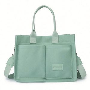 Sac fourre-tout en toile de coton personnalisé pour femme avec poche, idéal pour les cours et le travail - Product Image 3