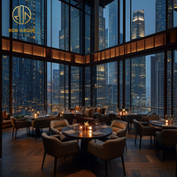 Meubles de restaurant élégants Ron Group, table ronde en marbre personnalisée, chaise confortable avec revêtement en velours pour hôtel