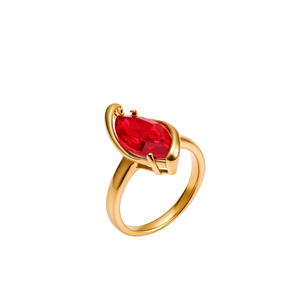 Set Perhiasan Cincin Geometris Klasik Batu Permata <span class=keywords><strong>Ruby</strong></span> Diamond Pengiriman 7 Hari Baja Tahan Karat 316L Berlapis Emas 24K Tahan Air Wanita - Product Image 4