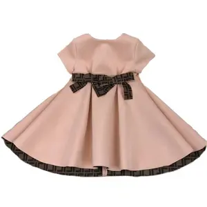 F lettre style international jupes manches courtes dos fermeture éclair luxe logo imprimé tutu robes filles robe de soirée pour enfants