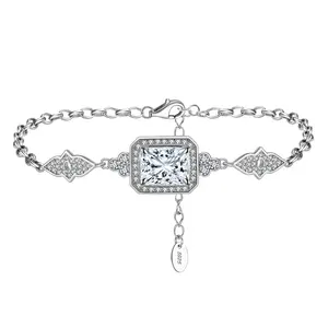 Rinntin LZB04 in argento 925 Sterling 8A diamante Super lucido con zircone cubico bracciale a catena regolabile per donna