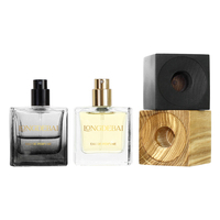 BAIDE Flacons de parfum en verre de niche de 50 ml de haute qualité au design simple avec couvercle en bois