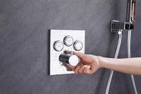 Juego de ducha termostático de lujo con efecto lluvia, sistema de ducha empotrado de ABS, grifo de ducha para apartamento, cabezal de ducha con mezclador desviador