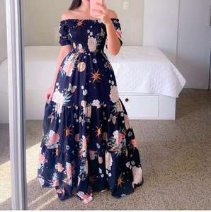 <span class=keywords><strong>Robe</strong></span> longue à imprimé fleuri et à épaules dénudées, mode printemps/été S-3XL - Product Image 3