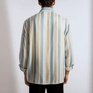 Nouvelle chemise décontractée pour homme, édition printemps-été, en lin, chemise adhésive, haut à manches longues pour homme, chemise rayée - Product Image 4