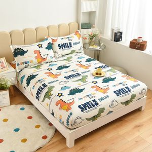 Juego de <span class=keywords><strong>cama</strong></span> de dinosaurio de algodón 100% moderno, Sábana plana ajustada transpirable elástica, funda nórdica tejida de dibujos animados, Lisa para el hogar y el Hotel - Product Image 2