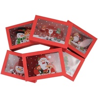 Boîte à friandises de Noël avec impression de dessin animé Père Noël et bonhomme de neige, boîte cadeau personnalisable pour bonbons, chocolats et biscuits pour fêtes de Noël