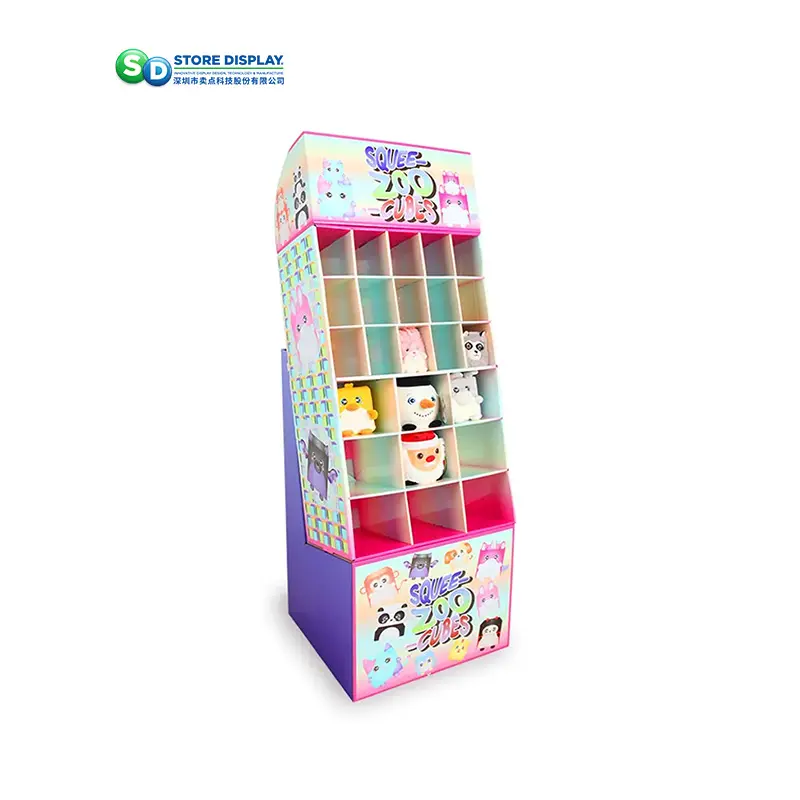 Kotak Display mainan boneka toko Pos ritel iklan kustom rak kardus mainan pajangan berdiri
