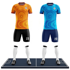 Ensemble de maillots de football sublimés à manches courtes, imprimé géométrique, respirant et anti-transpiration, uniforme unisexe pour adultes - Product Image 4