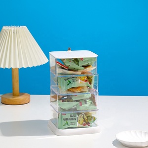 Contenitore per Alimenti <span class=keywords><strong>da</strong></span> <span class=keywords><strong>Scrivania</strong></span> Rotante a 360° Multistrato in Plastica Trasparente per Caramelle, Frutta Secca e Snack - Product Image 3