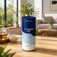 Emballage en tube de papier biodégradable sur mesure avec couvercle métallique scellé, cylindre en papier compostable pour thé en vrac, café en poudre